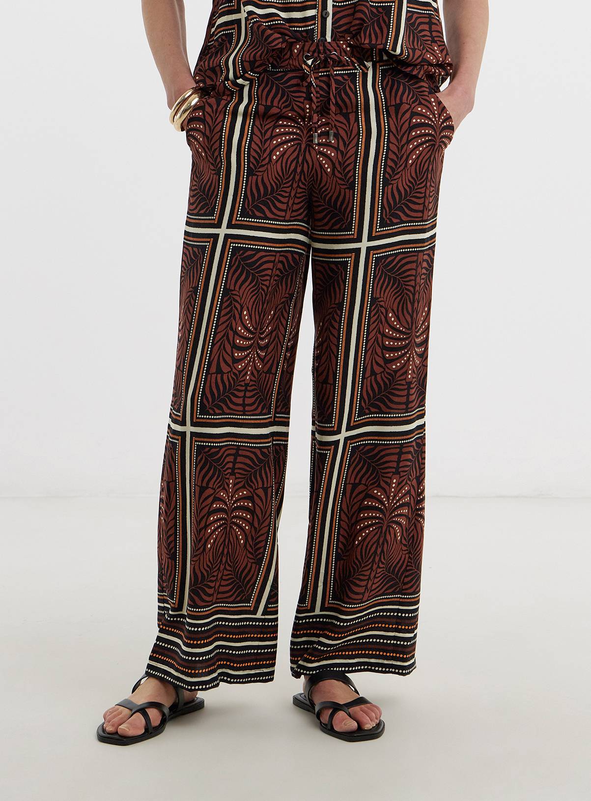JD WILLIAMS Spun Viscose Wide Leg Trouser Brown Print 22 - Image 1